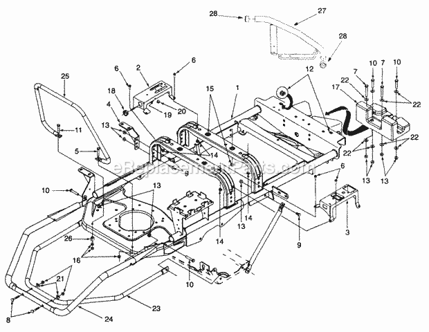 Frame And Attachments Diagram and Parts List for Z54L 53AC365K100 Cub Cadet Lawn Mower